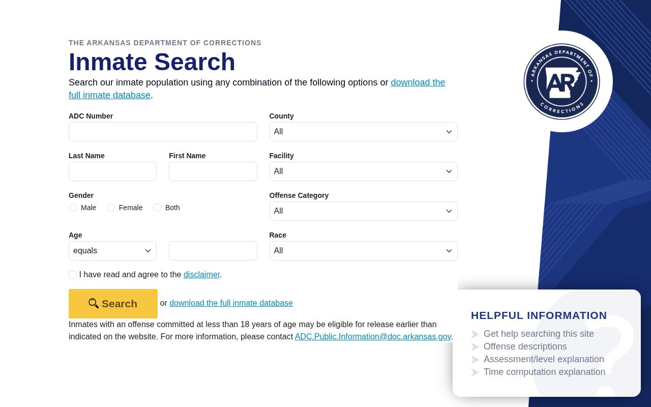 Pulaski County Arkansas state custody inmate search