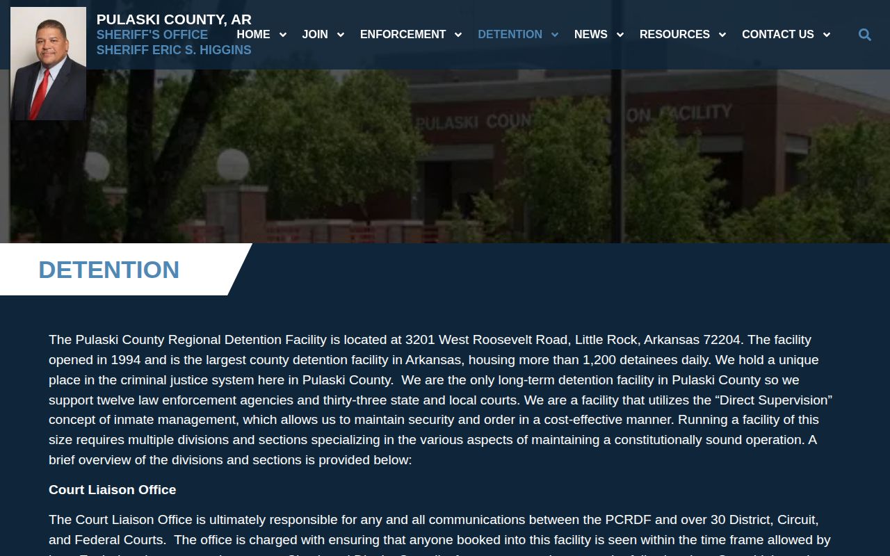 Pulaski County Sheriff's Office detention information page