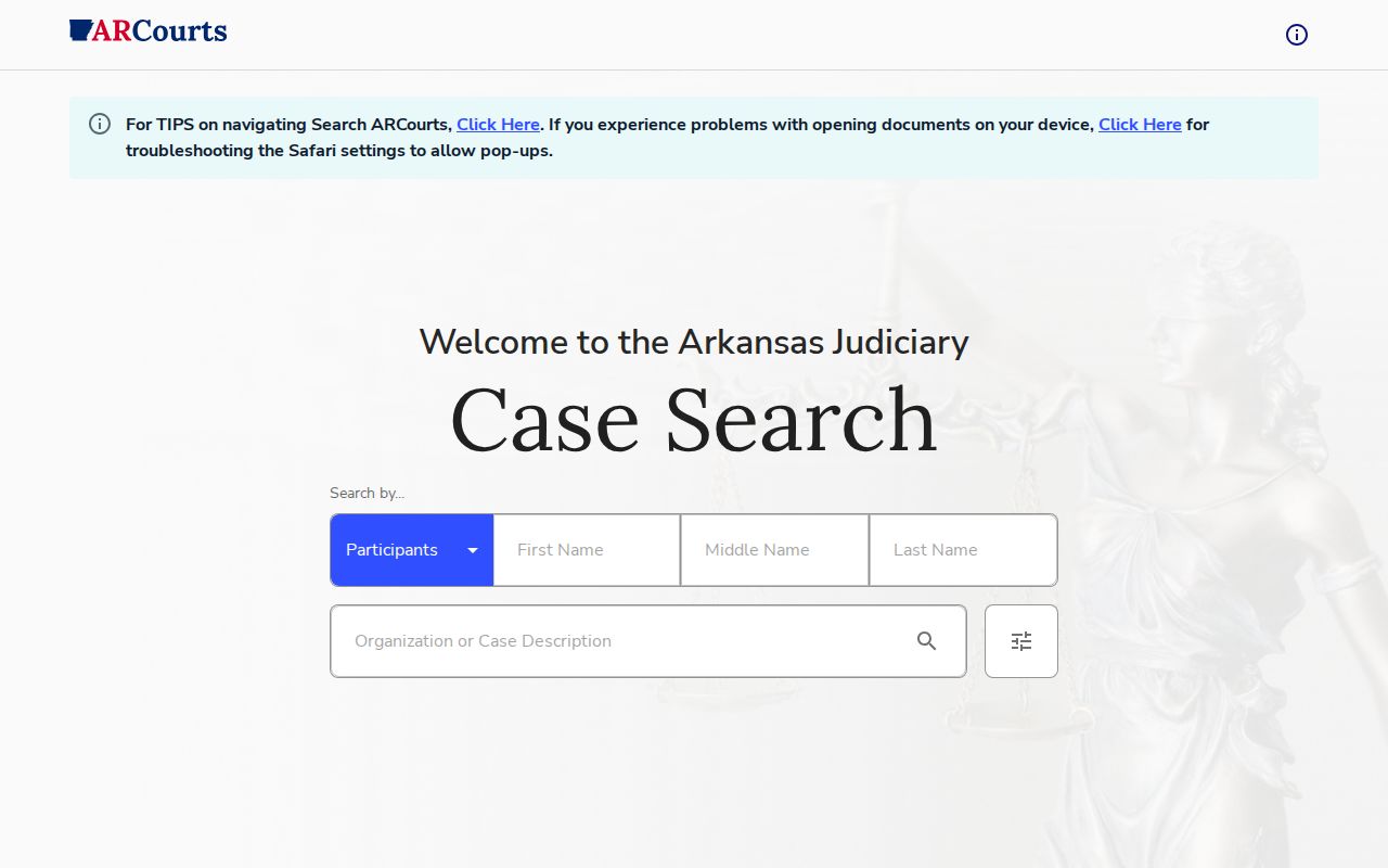 Search ARCourts public court records portal